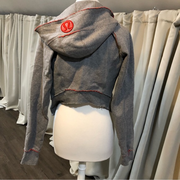 Lululemon Cropped Hoodie Zip Sweater Orange and Gray Size 4 - Picture 7 of 11